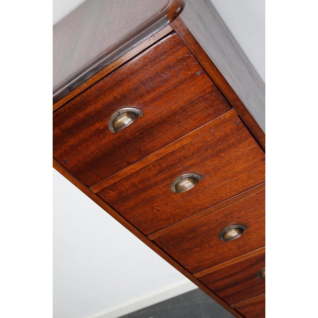 Industrial Mid-Century Dutch Industrial Mahogany Apothecary Cabinet For Sale - Image 3 of 17