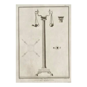 1762 Antique Roman Lamp Stand Engraving