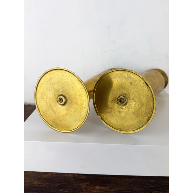Gold Mid-Century Modern Italian Brass Candlesticks, 1950s, Set of 2 For Sale - Image 8 of 16