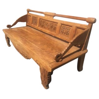 Teak Daybed with Elephant Trunks on Arm For Sale