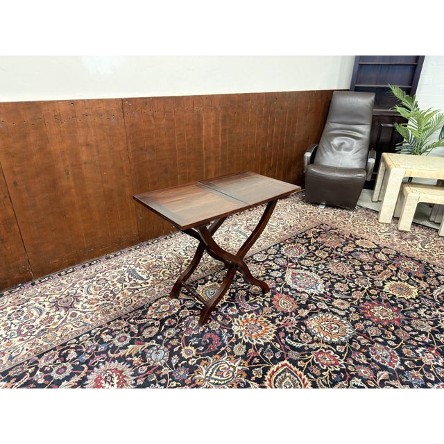 Wood English Folding Side Table in Teak For Sale - Image 7 of 7