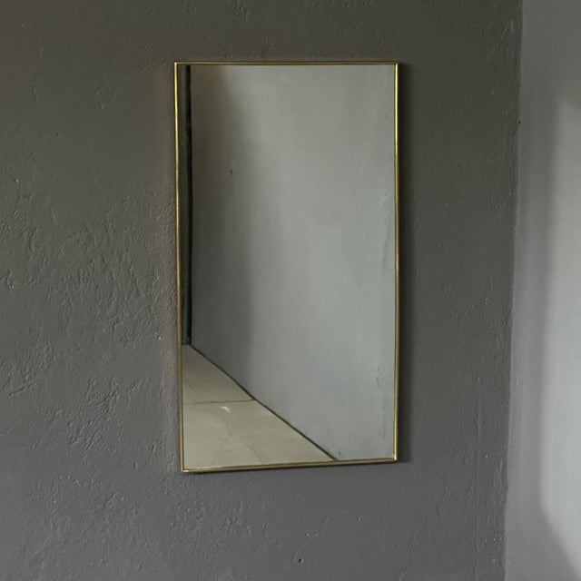 Vintage Rectangular Mirror with Brass Frame, 1950s For Sale - Image 9 of 9