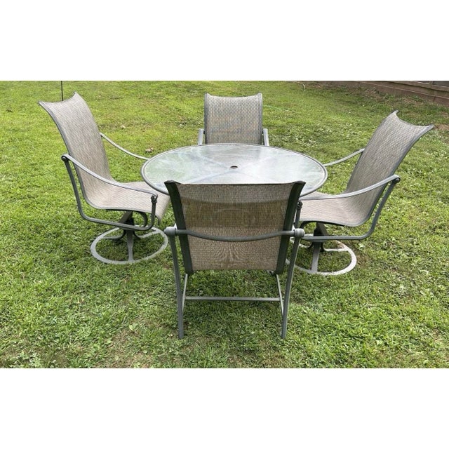 Perfect conversation starter for your outdoor space! The table measures 50x29 and the chairs measure 19x26x39.5 The top of...