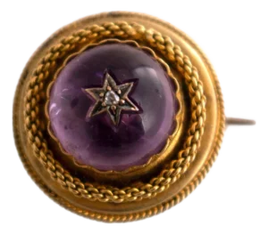 Late 19th Century Amethyst Cabochon Star Victorian Brooch