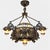 Art Nouveau Revival Wrought Iron Chandelier with Floral Stained Glass, Italy, 1950s For Sale - Image 10 of 18