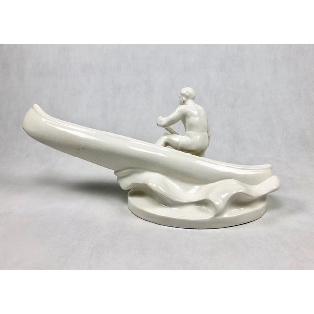 Ceramic Figure of Canoeist from Jihokera Bechyně, Czechoslovakia, 1960s For Sale - Image 4 of 11