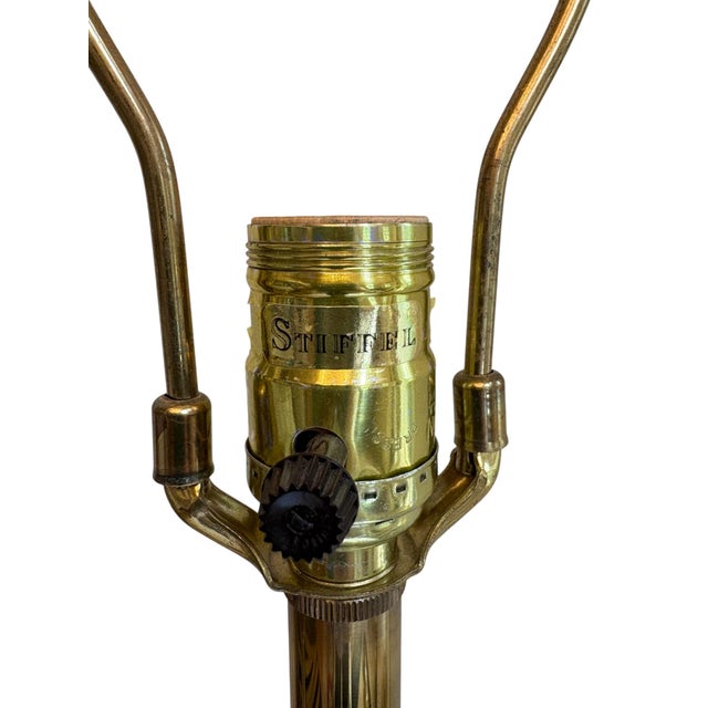 Mid 20th Century Stiffel Brass and White Porcelain Lamp - A Pair For Sale - Image 12 of 15