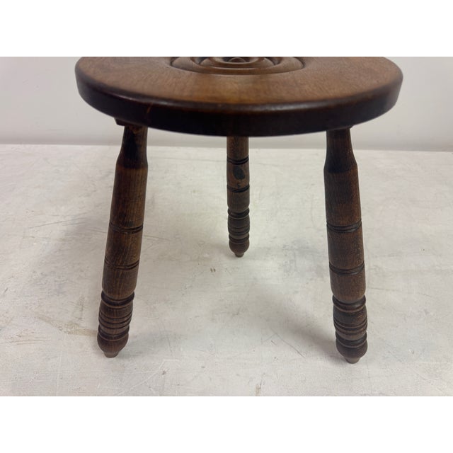French Carved Oak Chair in the style of Charles Dudouyt, 1950s For Sale - Image 14 of 15