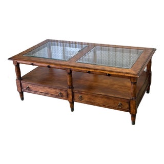 Late 20th Century Faux Bamboo Regency Coffee Table For Sale