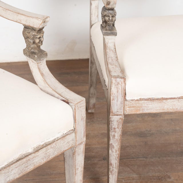Wood Pair, 19th Century Gray Swedish Gustavian Pair of Armchairs For Sale - Image 7 of 10