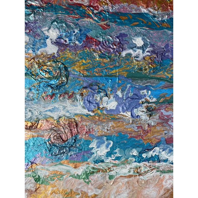 Abstract Vintage Painting on Canvas in Antique Frame For Sale - Image 4 of 8
