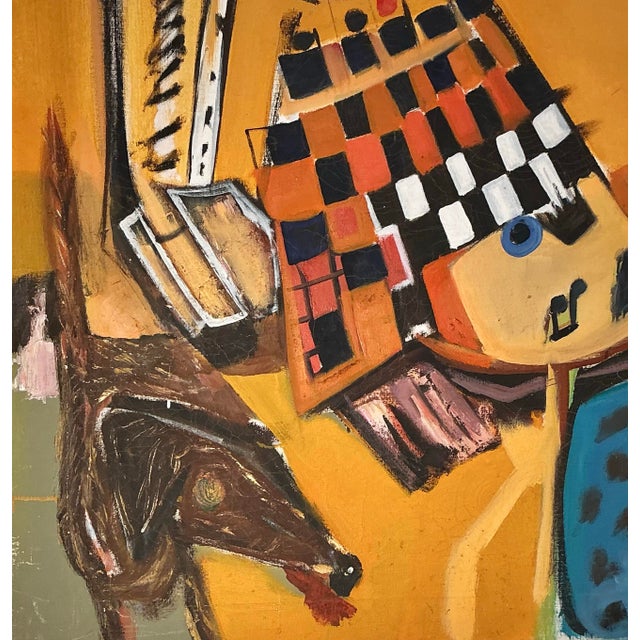 Orange Original Art Painting on Canvas Cubist Style Artist Signed Dated "Randall 1964" For Sale - Image 8 of 12