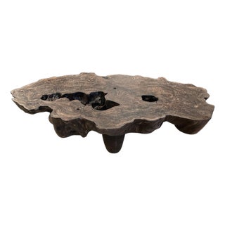 Andrianna Shamaris Organic Lightly Charred Teak Wood Coffee Table For Sale