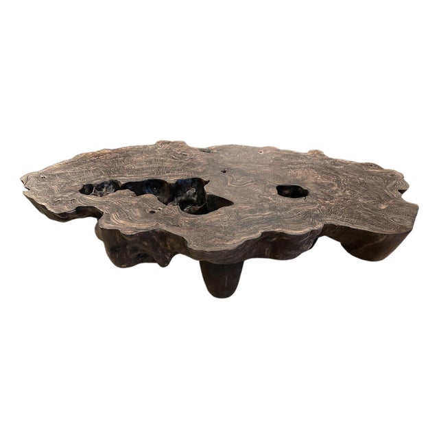 Andrianna Shamaris Organic Lightly Charred Teak Wood Coffee Table For Sale