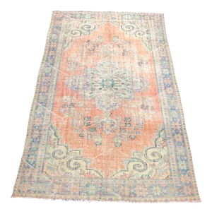 Vintage Turkish Handmade Area Rug- 5′9″ × 9′5″