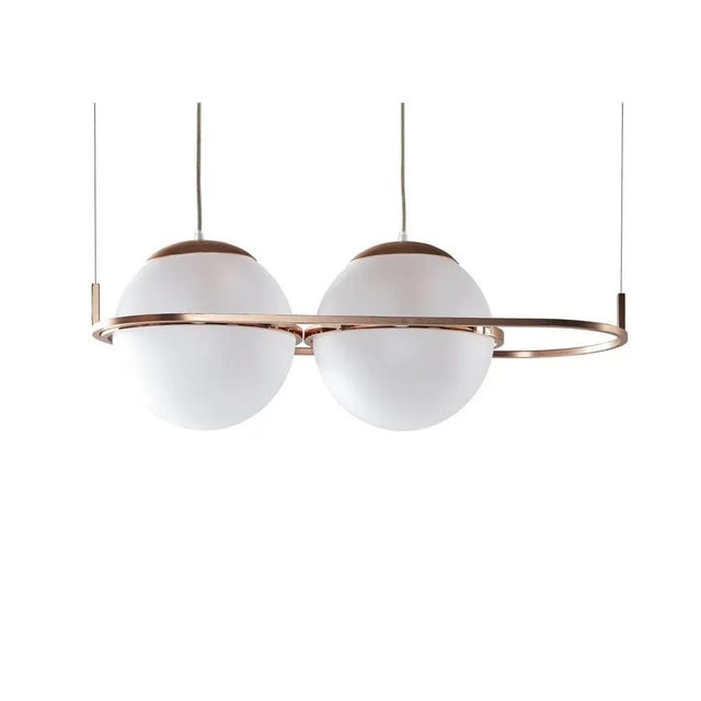 Decò ceiling lamp by mingardo dimensions: d72.5 x w30 x h25 cm materials: matte and polished copper frame,blown glass....