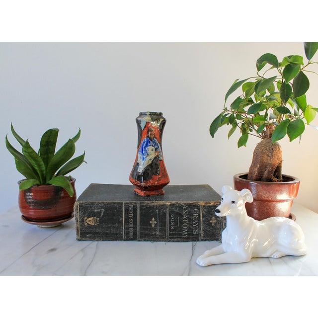 Japanese Vintage Japanese Sumida Gawa Figural Pottery Vase For Sale - Image 3 of 8