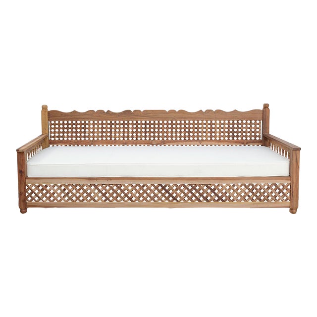 108” Long Grand Moroccan Mousharabi Teak Daybed For Sale