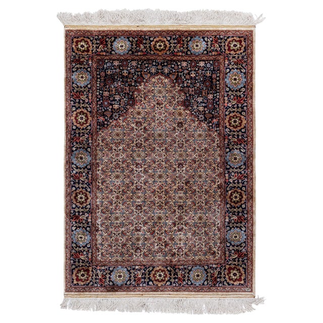 Doris Leslie Blau Small Vintage Egyptian Handmade Silk Rug For Sale