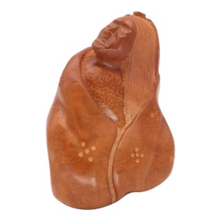 Native American Hand-Carved Stone Figural Sculpture Signed H. Becenti For Sale