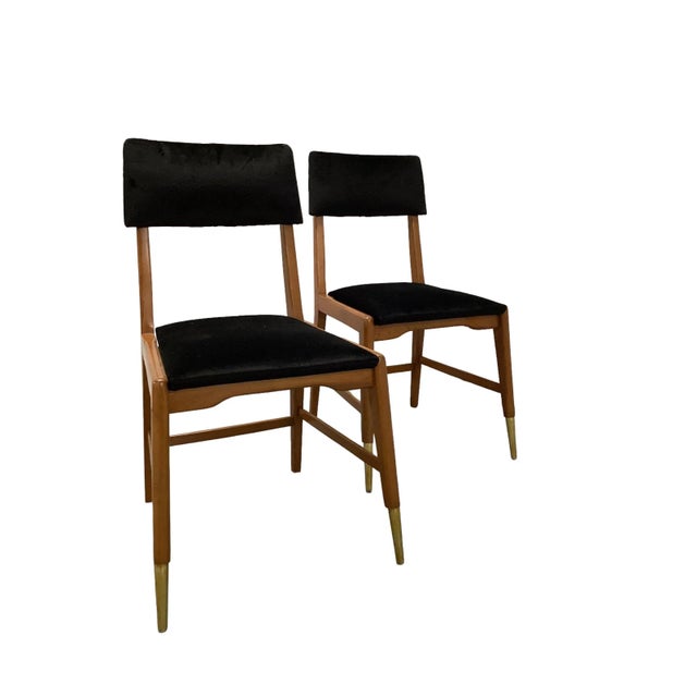 1950s Mid-Century Modern Velvet Couple Dining Chairs by Gio Ponti , Italy 1960s - Set of 2 For Sale - Image 13 of 13
