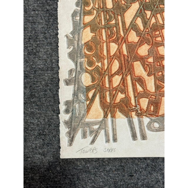 Rare Ruth Leaf Woodblock Print - "Tower Series" Own a piece of American art history with this unique and collectible...