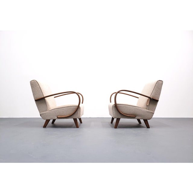 Vintage Bentwood Lounge Chair in Beige Boucle by Jindrich Halabala, 1930 For Sale - Image 11 of 11