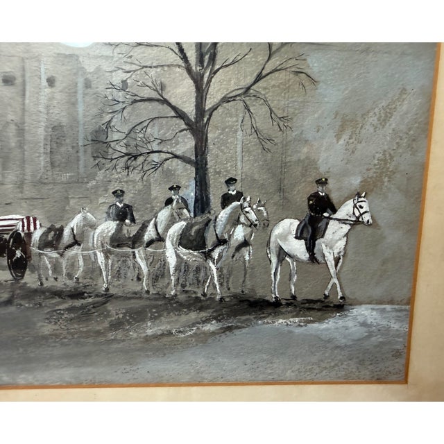 Vintage Original 1963 Mary Jo Waters JFK Presidential Funeral Acrylic Painting For Sale In New York - Image 6 of 13