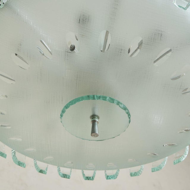 Italian Glass + Chrome Chandelier in the Manner of Fontana Arte, 1960s For Sale - Image 10 of 11