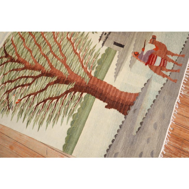 Brown Late 20th Century Zabihi Collection Scenic Pictorial Turkish Kilim - 3'3" x 4'5" For Sale - Image 8 of 8