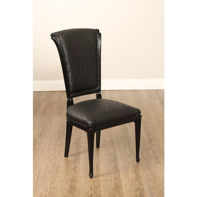 Art Deco Italian Art Deco Style Set of Eight Ebonized Dining Chairs For Sale - Image 3 of 18
