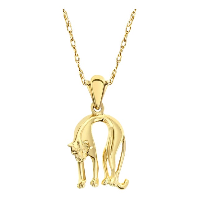 Polished Panther Necklace 18k Yellow Gold 16" For Sale