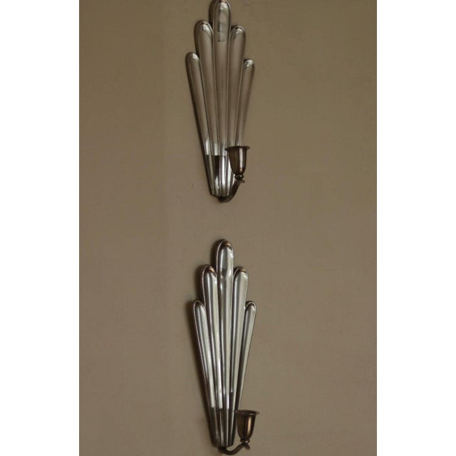 Mid-Century Modern Swedish Grace Style Pewter Sconces by C.G. Hallberg, 1930s, Set of 2 For Sale - Image 6 of 18