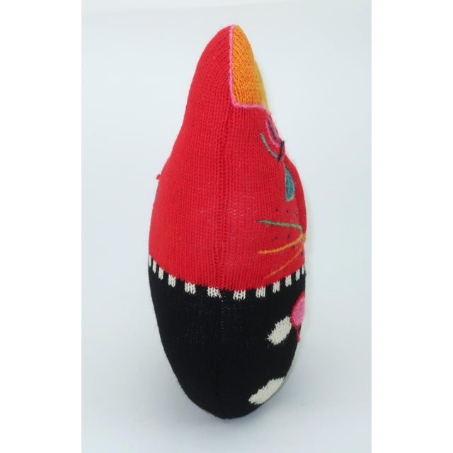 Wool Postmodern Cat Pillow, 1980's For Sale - Image 10 of 12