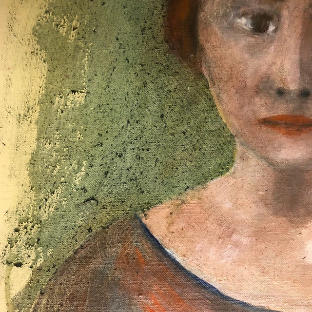 Impressionist Original Vintage Mid Century Female Portrait Painting For Sale - Image 3 of 7