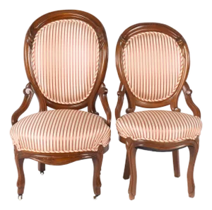 Mid 19th Century French Antique Mahogany Parlor Chairs With New Upholstery