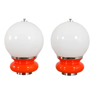 Italian Space Age Table Lamps in Murano Glass by Carlo Nason for Mazzega, 1970s, Set of 2 For Sale