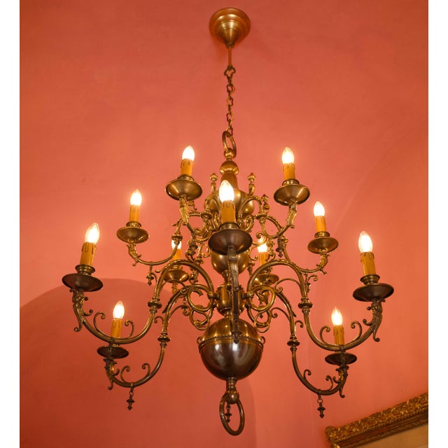 Large Dutch 12-Arm Chandelier, 1890s For Sale - Image 11 of 11
