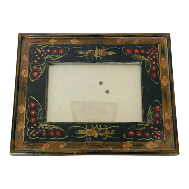 Vintage Handpainted Butterflies Photo Picture Frame For Sale
