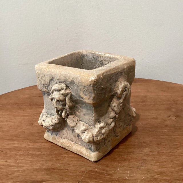 Mid 20th Century Sandstone Candle Holder/Mini Planter With Lion’s Heads by Hayes Parker For Sale - Image 9 of 12