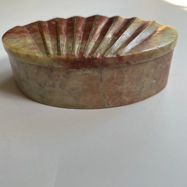 1960s Vintage Carved Soapstone Trinket Box With Brass Inlay Chairish