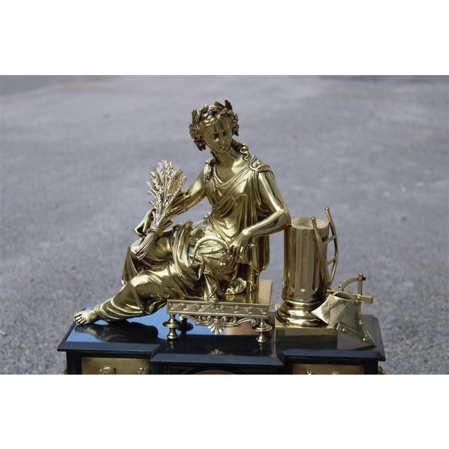 Napoleon III Table Clock in Black Marble and Brass, 1870s For Sale - Image 17 of 18