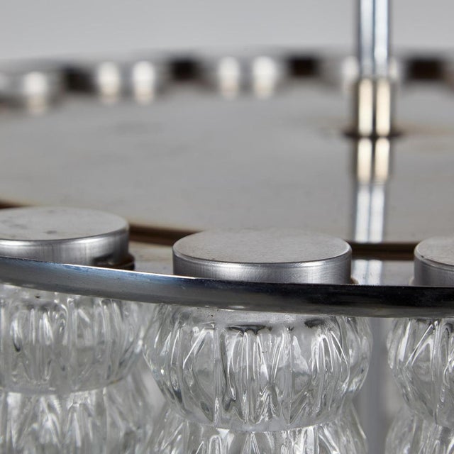 Metal Glass and Chrome Chandelier For Sale - Image 7 of 18