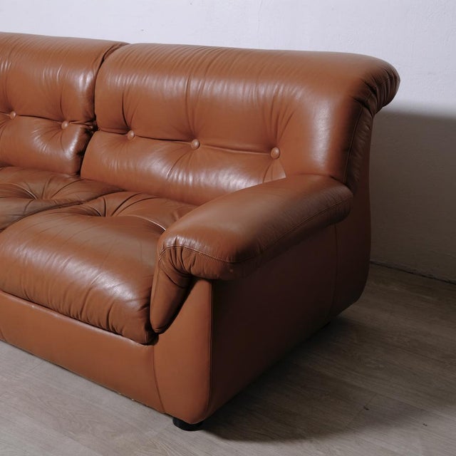 Italian Three-Seater Leather Sofa, 1970s For Sale - Image 13 of 18