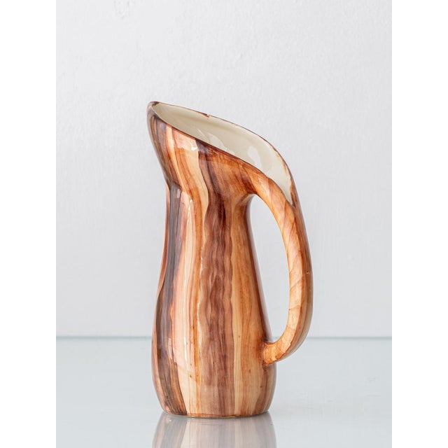 Mid-Century Modern French Faux Bois Earthenware Pitcher, 1950 For Sale - Image 4 of 15