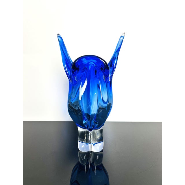 Blue Large Vintage Model 296/1/32 Cobalt Blue Art Glass Vase by Josef Hospodka for Chřibská, Czechoslovakia, 1960s For Sale - Image 8 of 10