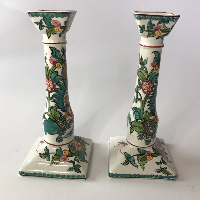 Portuguese Majolica Candle Holders A Pair Chairish
