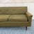 Wood Vintage Mid Century Modern Greenish Brown Tufted 82" Sofa Couch W/ Walnut Legs For Sale - Image 7 of 18