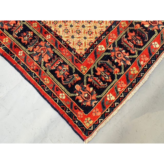 Rust Persian Senneh Herati Medallion Hand-Knotted Wool Rug - 4'2" X 6'7" For Sale - Image 10 of 14