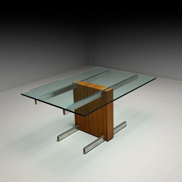 Wood Vladimir Kagan, Mid-Century Modern, Dining Table, Zebrawood, Glass, Usa, 1967 For Sale - Image 7 of 12